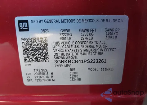 2023 Chevrolet Blazer Fwd 2Lt z USA, uszkodzony, nr VIN 3GNKBCR41PS233261